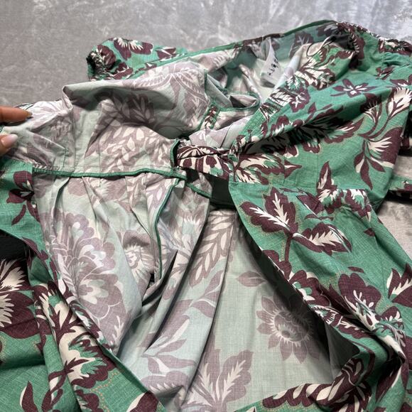 CLAUDIE PIERLOT Raymondeter Floral Mini Dress In Divers Sz 36/US 4 Belted Green - Picture 12 of 14